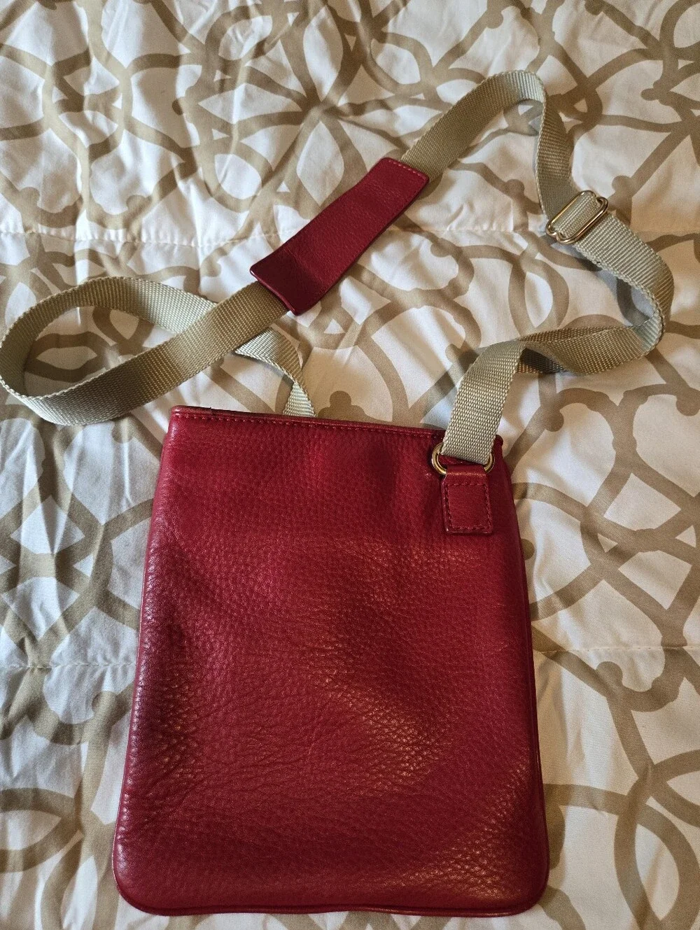 Michael Kors Fulton Red Pebbled Leather Crossbody Bag